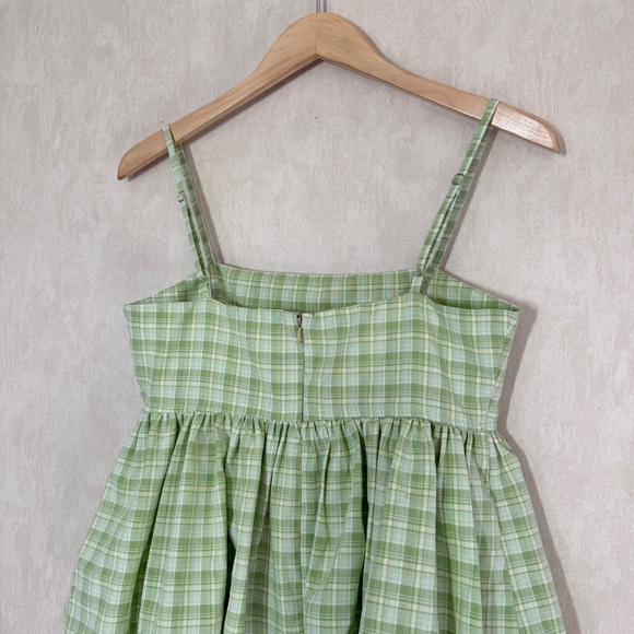 NWT Another Girl Women’s Gingham Bubble Hem Peplum Tank Top Sleeveless Green S - Picture 7 of 13